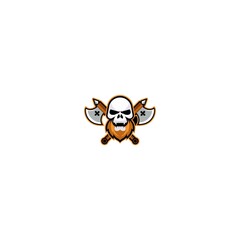 This logo features a skull with a fierce expression, sharp black eyes, and an open mouth showing fangs.