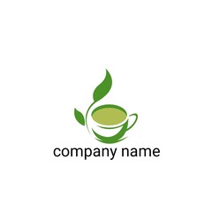 The logo features a cup filled with a light green liquid, surrounded by two green leaves. This design reflects a natural, fresh, and environmentally friendly feel.