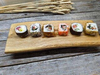 View of sushi on table top view from high angle
