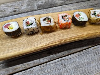 View of sushi on table top view from high angle