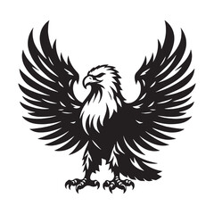 Obraz premium Sharp Vision Eagle Silhouette – Eagle Vector Outline for Artistic Design – Eagle Illustration – Bird Silhouette – Silhouette of Eagle
