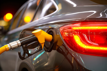 Fototapeta premium Refueling a modern luxury car at night