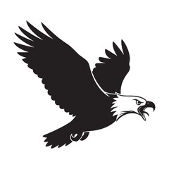 Bold Form Eagle Silhouette – Eagle Vector Design for Creative Projects – Black Vector of Eagle

