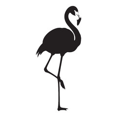 Graceful-Form Flamingo Silhouette &ndash; Flamingo Vector Graphic for Minimalist Artworks &ndash; Bird Silhouette &ndash; Black Vector of Flamingo

