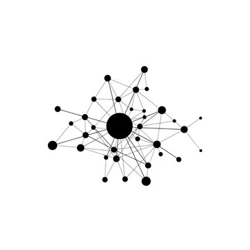 Abstract network of nodes and lines isolated on white background