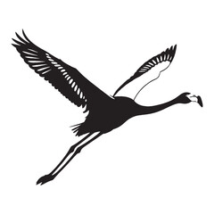Tall-Neck Flamingo Silhouette – Flamingo Vector Design for Nature-Inspired Art – Bird Silhouette – Black Vector of Flamingo

