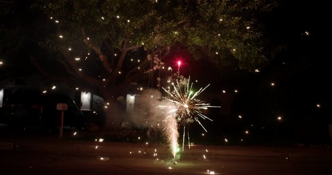 Firework Fountain Going Off
