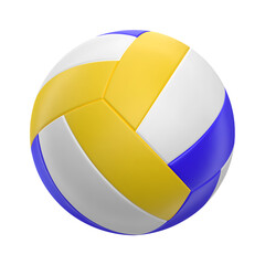 3d volleyball ball icon. Ball white blue yellow. 3d vector render Symbol or emblem football . Vector illustration