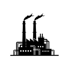 Obraz premium Silhouette of an industrial factory with smoking chimneys