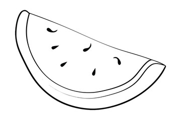 Minimalist continuous line drawing a watermelon slice with seeds fruit food