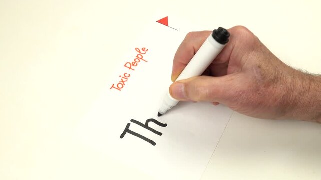 Person writes by hand The User on a sheet of paper.  Preparation to the psychotherapy training on the topic of Toxic people
