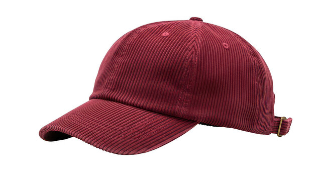 Red textured baseball cap isolated on transparent background