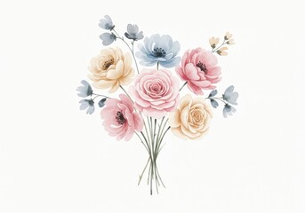 Fototapeta premium Beautiful pink roses bouquet, a perfect gift for a wedding or Valentine's Day, isolated on white