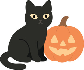 Black Cat with a Pumpkin