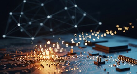 Artificial intelligence and machine learning concept with circuit board data