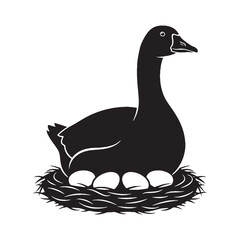 Solid Form Goose Silhouette – Goose Vector Art for Branding and Marketing – Black Vector of Goose

