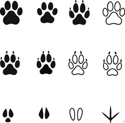 Animals Paws Set – Vector Footprints Collection of Wild and Pet Animals
