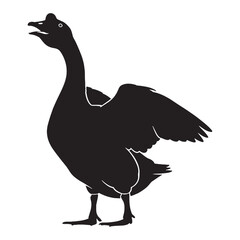 Elegant Goose Silhouette – Goose Vector Graphic for Digital and Print – Black Vector of Goose

