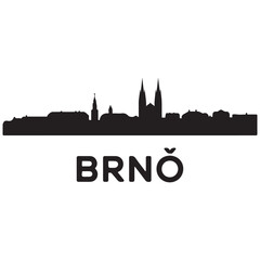 Fototapeta premium Brno skyline horizontal banner. Brno, Czech Republic. Vector template for your design. Vector black silhouette. with white background.