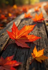 vibrant autumn leaves scattered textured wood rustic nature scene rich colors beautiful detail, floor, fall, botaical, forest, green, orange, yellow, pine