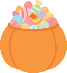 Pumpkin Basket Filled with Candy