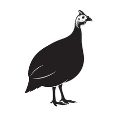 Sleek Guinea Fowl Silhouette – Guinea Fowl Vector Design for Modern Graphic Projects – Black Vector of Guinea Fowl

