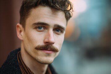 Fototapeta premium Image of a handsome young man with a mustache