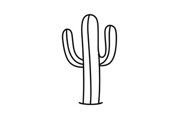 Minimalist single line drawing a saguaro cactus desert plant