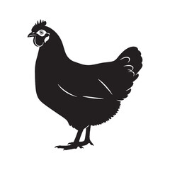 Stylish Hen Silhouette – Hen Vector Graphic for Modern Minimal Design – Black Vector of Hen

