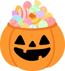 Pumpkin Basket Filled with Candy