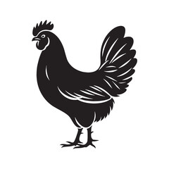Minimalist Hen Silhouette – Hen Vector Graphic for Clean and Simple Projects – Black Vector of Hen

