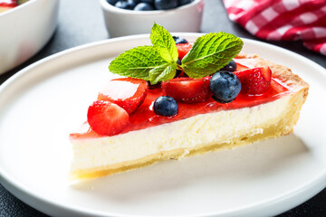 Tart with fresh berries and cream cheese.