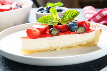 Tart with fresh berries and cream cheese.