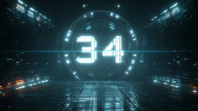Futuristic countdown interface glowing