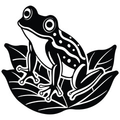frog sitting on leaf vector icon