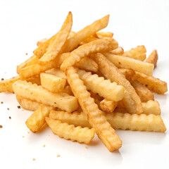 A pile of crispy, golden serrated French fries.