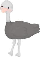 Cute cartoon ostrich illustration character