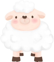 Cute sheep lamb character design with fluffy white wool and friendly face
