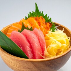 Super Fresh and Clean Japanese Sashimi FIsh with Isolated White Background