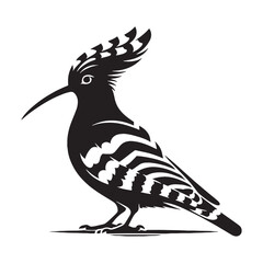 Majestic Hoopoe Silhouette – Hoopoe Vector Template Emphasizing Unique Crest – Hoopoe Illustration – Bird Silhouette – Silhouette of Hoopoe

