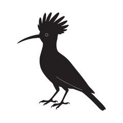 Striking Hoopoe Silhouette – Hoopoe Vector Graphic with Detailed Feather Crest – Hoopoe Illustration – Bird Silhouette – Silhouette of Hoopoe

