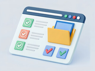 Checklist and folder on a digital interface with progress indicators