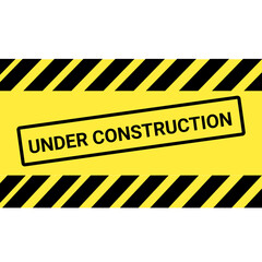 Under Construction Sign PNG – Yellow Black Hazard Banner