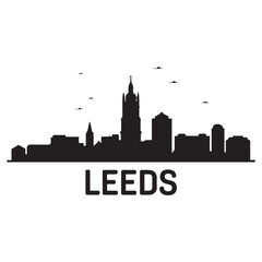 Obraz premium Leeds skyline silhouette. Black Leeds city. Vector black silhouette. with white background.