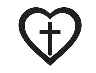 Obraz premium cross silhouette on white background