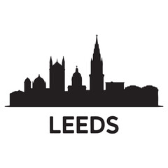 Fototapeta premium Leeds skyline silhouette. Black Leeds city. Vector black silhouette. with white background.