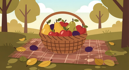 Fototapeta premium basket of autumn fruits
