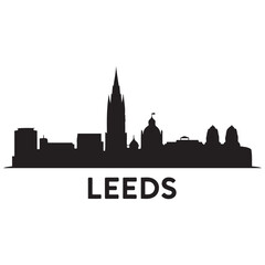 Fototapeta premium Leeds skyline silhouette. Black Leeds city. Vector black silhouette. with white background.