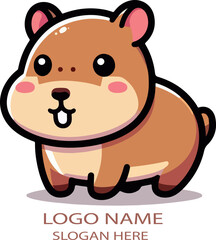 Capybara kawaii logo icon vector white background .