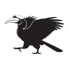 Elegant Hornbill Silhouette – Hornbill Vector Artwork for Professional Use – Hornbill Illustration – Bird Silhouette – Silhouette of Hornbill

